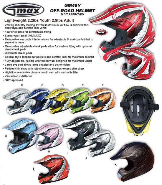 kids dirt bike helmet g-max 