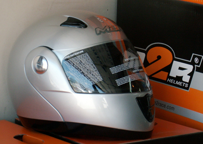 m2r 901 flip up helmet silver