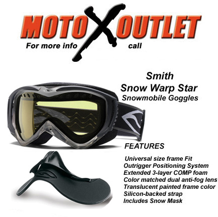 Smith Snow Warp Star Warpstar Snowmobile Goggles Black